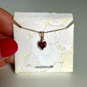 Garnet Heart Pendant 10k